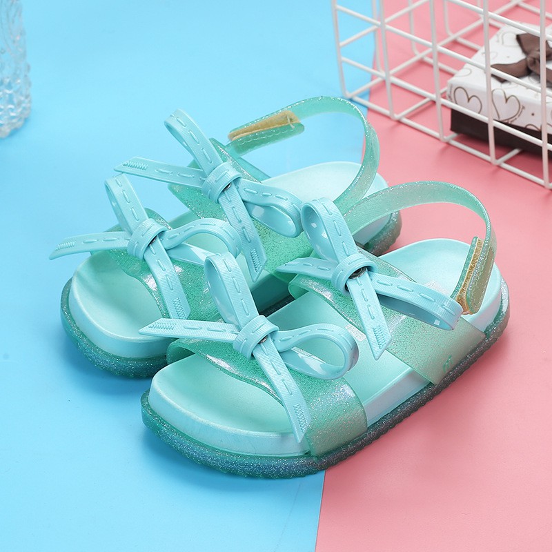 Giày sandal đế mềm chống trượt đính nơ xinh xắn cho bé gái