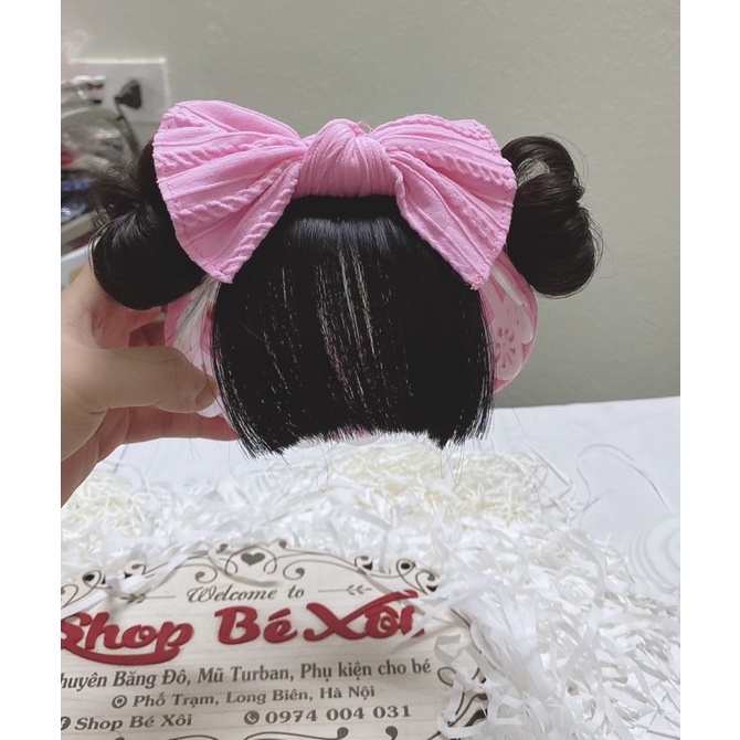 Turban tóc giả cho bé gái, băng đô tóc giả bé sơ sinh, tóc giả trẻ em shop bé xôi