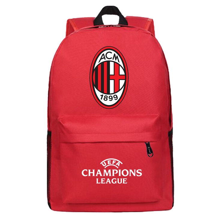 Ba Lô Vải Canvas In Chữ AC Milan Phong Cách Châu Âu Cho Nam Và Nữ