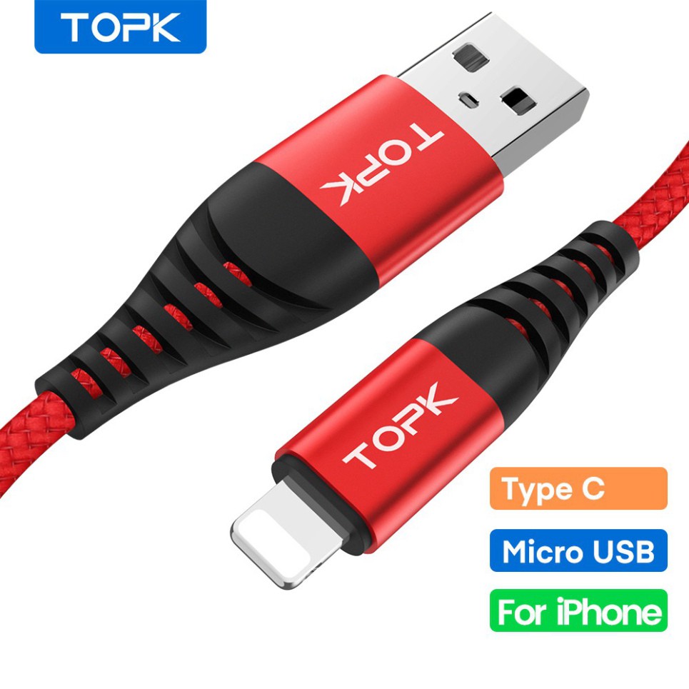 Sale 69% Cáp sạc USB dây bện nylon 1m cho iPhone 6 / 6s / 7/ 7plus /8 /8plus/ X, Red Giá gốc 42000đ- 20F109-2