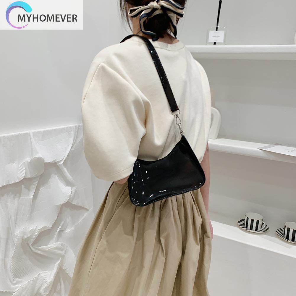 Túi đeo vai/ đeo dưới cánh tay màu trơn trong suốt phong cách cổ điển thời trang cho nữ