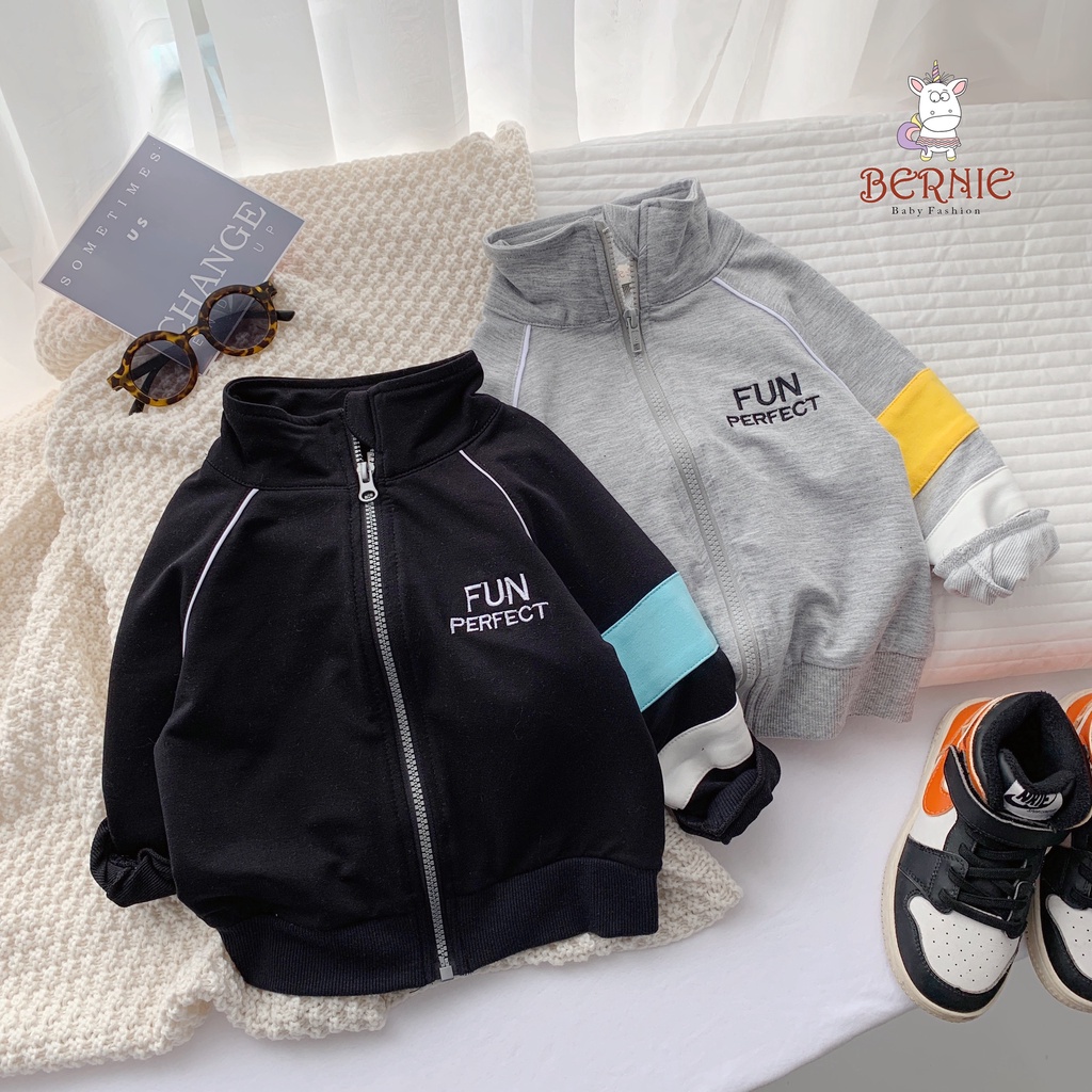 Bộ cotton da cá kéo khoá phong cách thể thao cho bé trai, bộ thun unisex hàng đẹp cho bé