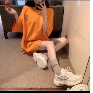 Áo thun tay lỡ màu cam in chữ girl by23