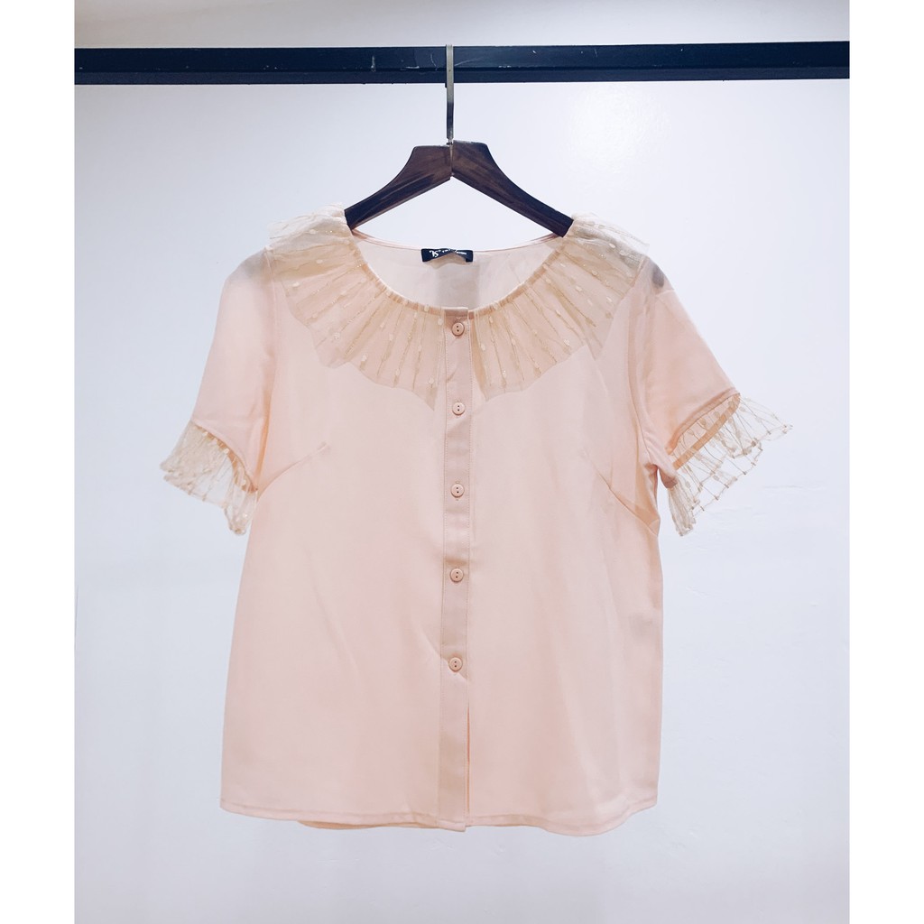 Áo voan ngắn tay, cách điệu, thiết kế cao cấp TK Fashion - SMK741