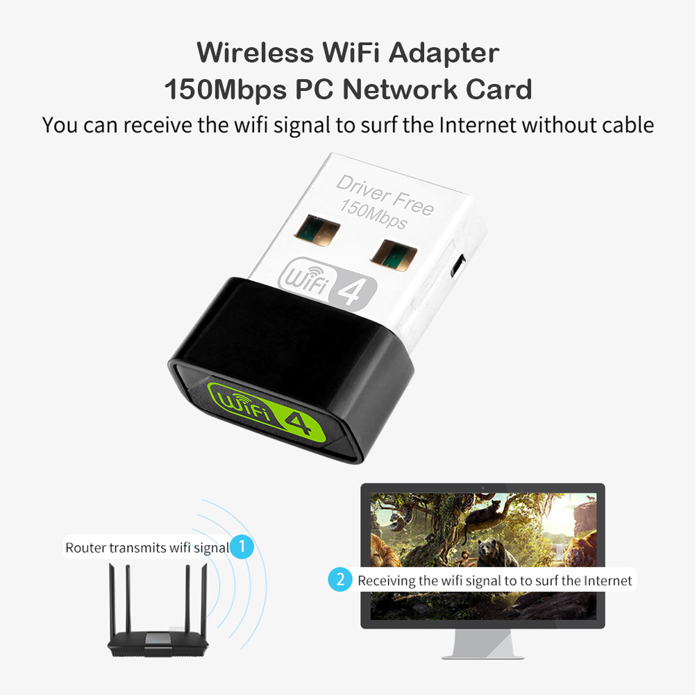 Bộ Chuyển Đổi Thẻ Mạng Wifi 150mbps 2.4ghz Cho Windows 10 / 8 / 7xp Máy Tính Wd-1513e Usb | BigBuy360 - bigbuy360.vn