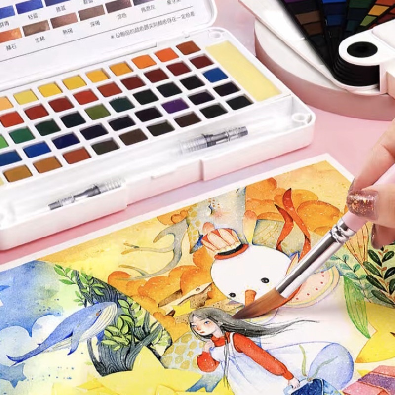 [ Davinci ] Màu Nước Solid Water Color Cao Cấp 12/18/24/36M Kèm Bút Nước