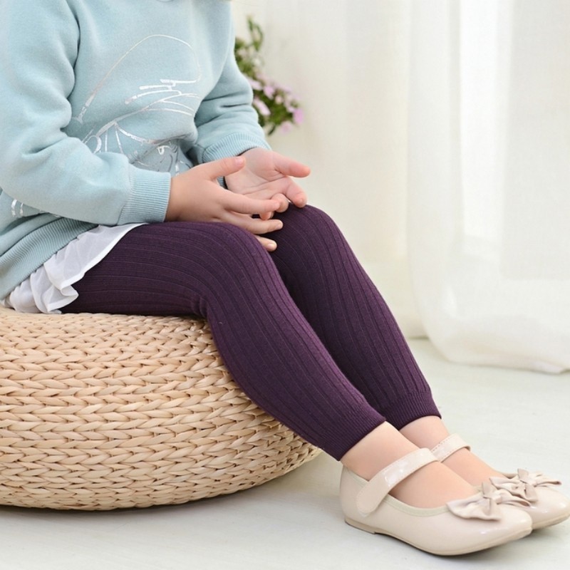 Quần legging màu trơn chất liệu cotton mềm mại cho bé