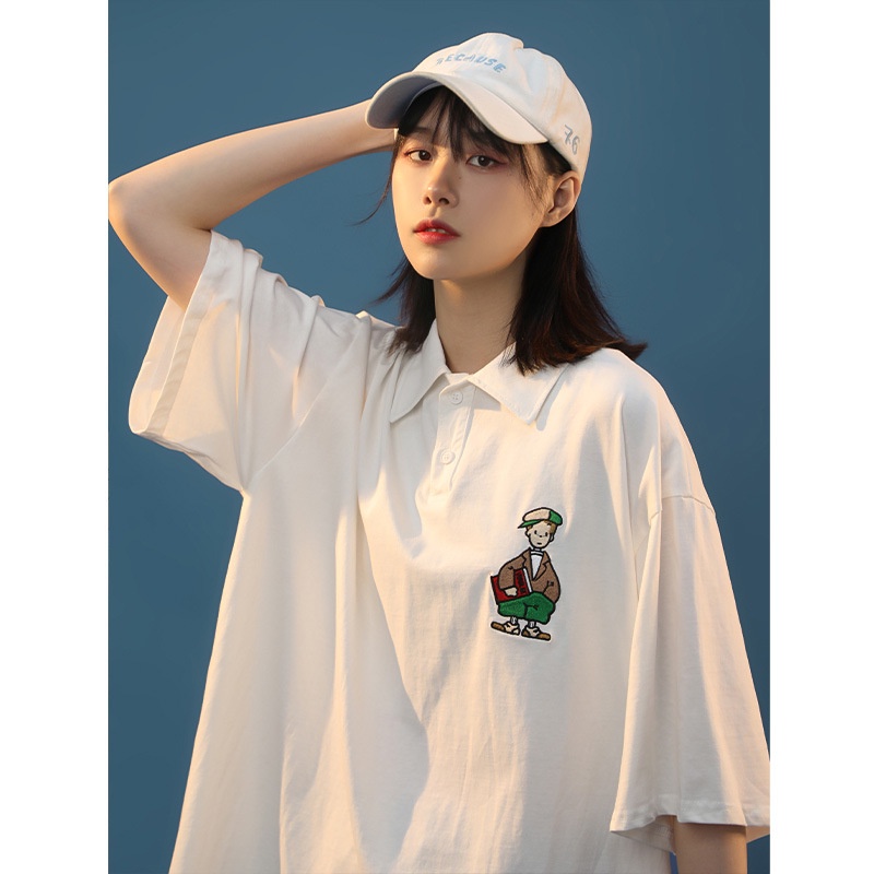 Áo Polo Nam Nữ Form Rộng Chất Thun Mềm Mát Phong Cách In Hình Chú Bé Họa Sĩ Nghệ Thuật Hợp Thời Trang TTQ0346