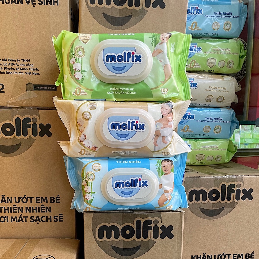 Khăn ướt Molfix Thiên nhiên - Gói 100 miếng