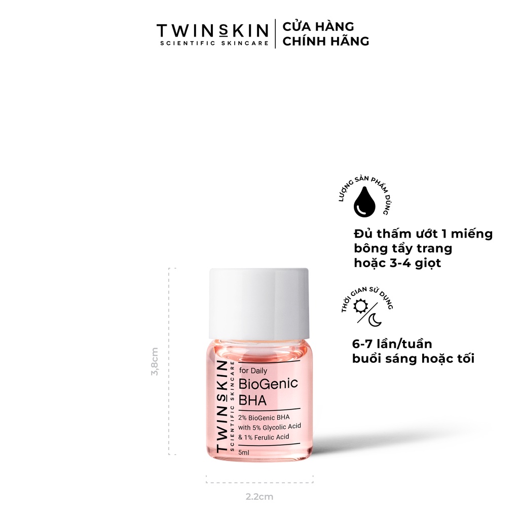 BIOGENIC BHA FOR DAILY - Toner thanh tẩy tế bào chết, dưỡng sáng da, cải thiện lão hoá Twins Skin 5ml