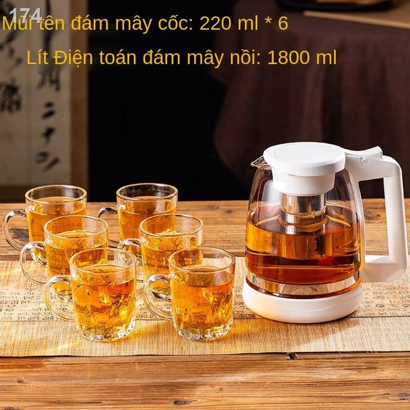 [bán chạy]304 lót ấm trà thủy tinh chịu nhiệt độ cao dung tích lớn bộ hoa gia dụng