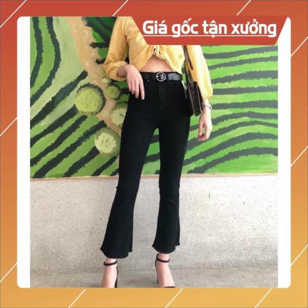 Quần jeans ống loe lửng 9 tấc 3 màu(đen-xanh nhạt-xanh đậm)