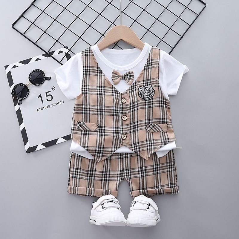 Quần áo trẻ em cho bé trai bộ công tử logo hổ thêu chất cotton hàng VNXK phong cách Hàn Quốc hottrend 2023