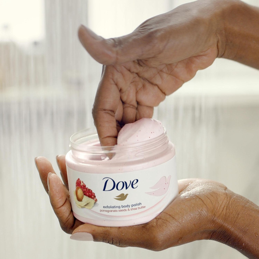 Kem Tẩy Tế Bào Chết Toàn Thân Dove Creme-Dusch-Peeling Granatapfel &amp; Shea Butter 225ml Đức