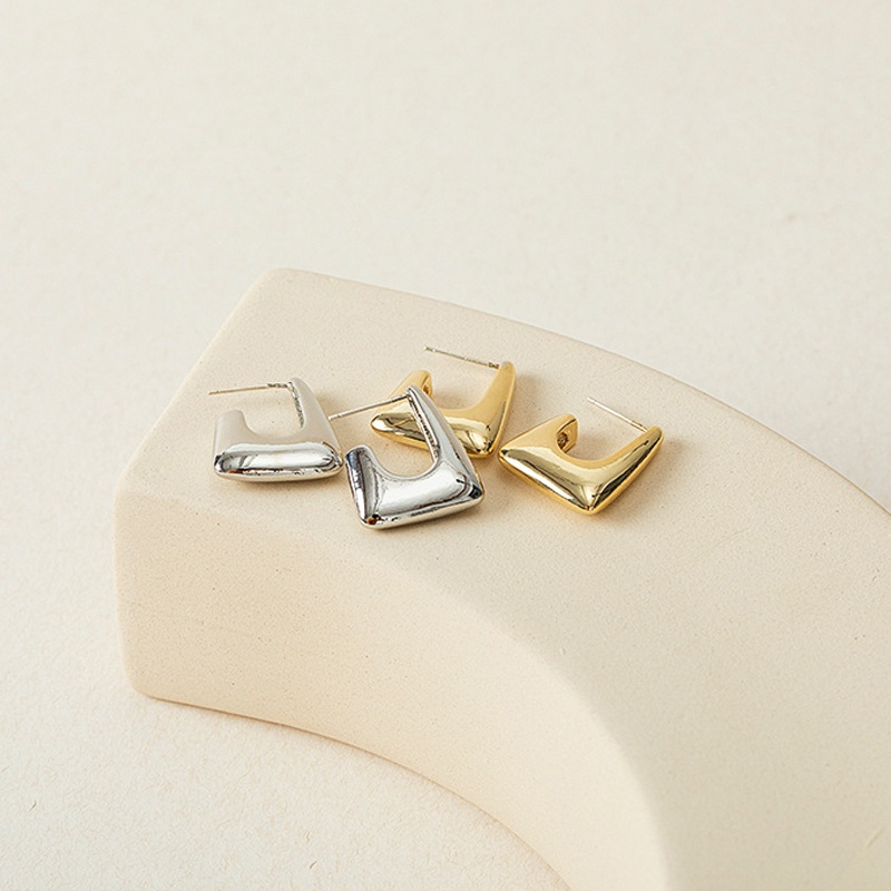 Khuyên Tai Xỏ Lỗ Bằng Hợp Kim Đồng Trơn Mịn Phong Cách Hàn Quốc Hàng Ngày Thời Trang Mới Cho Nữ