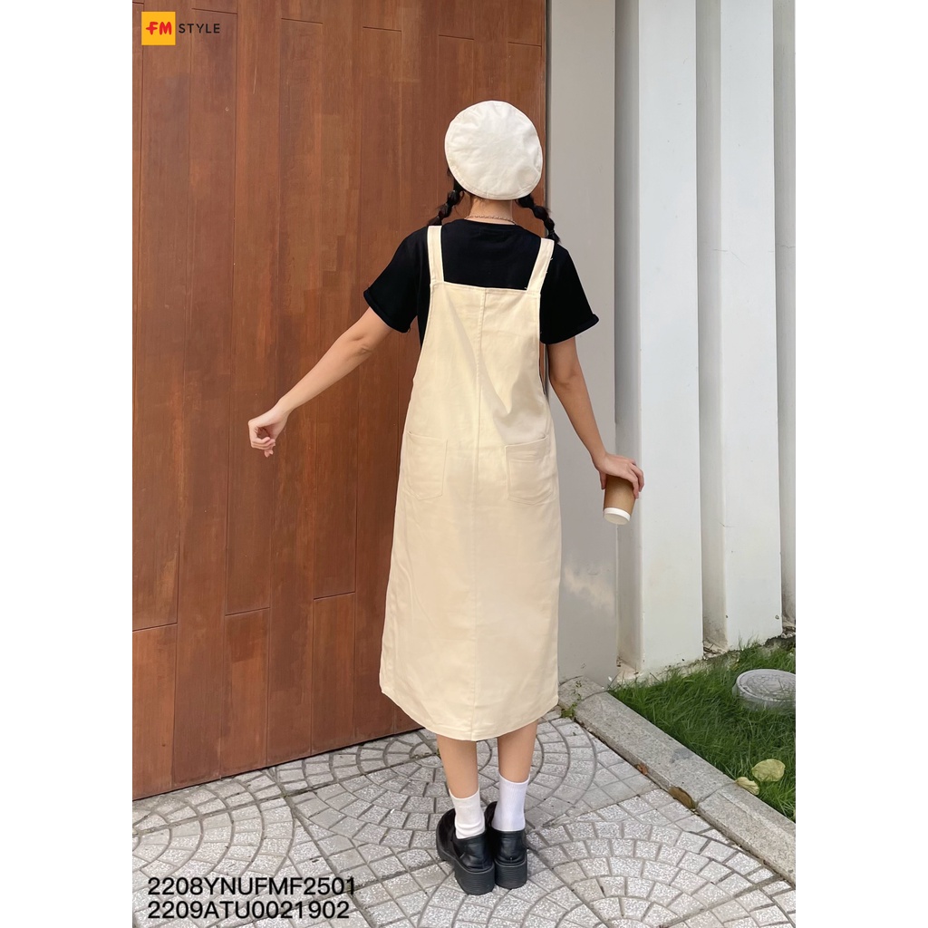 Yếm nữ dáng dài FM Style phối túi nắp vuông đính nút chất kaki dày dặn thời trang Hàn Quốc 208250032