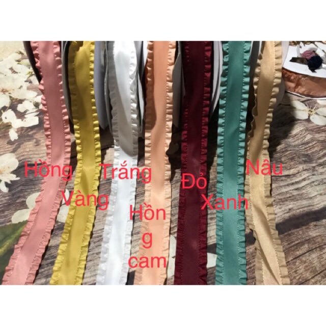 2m ruy băng lụa viền bèo rộng 38mm