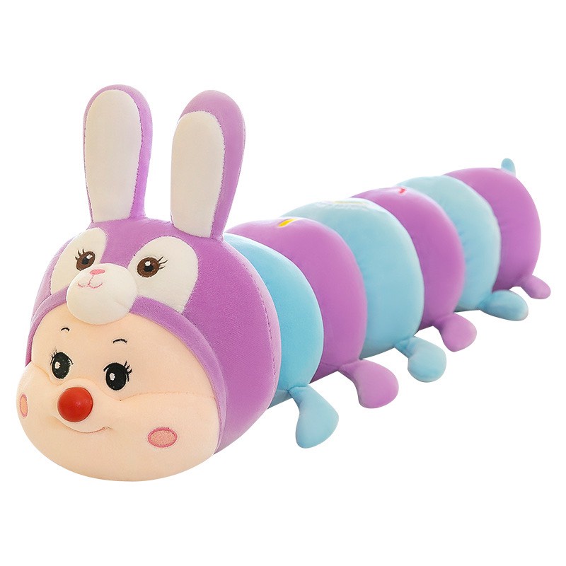 Gấu Bông Sâu , Thú Nhồi Bông Sâu Tai Thỏ Sâu Biến Hình Nhiều Chân Cute Size 80Cm-1M-1M2-1M5