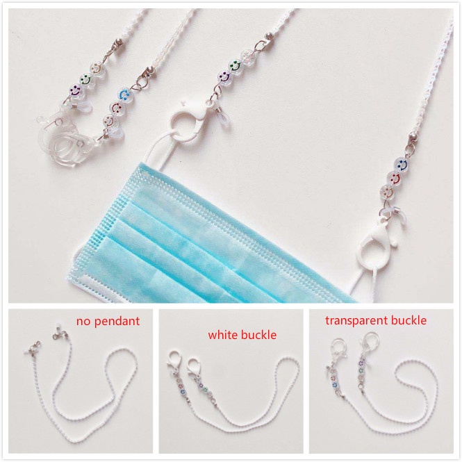 Dây đeo mắt kính bằng acrylic trong suốt hình mặt cười xinh xắn 50-55cm