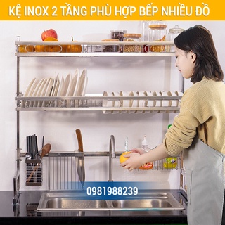 Kệ đựng chén bát inox kệ đựng bát đĩa inox đa năng cao cấp 1 tầng/2 tầng, kệ đựng chén bát đa năng Foodcom