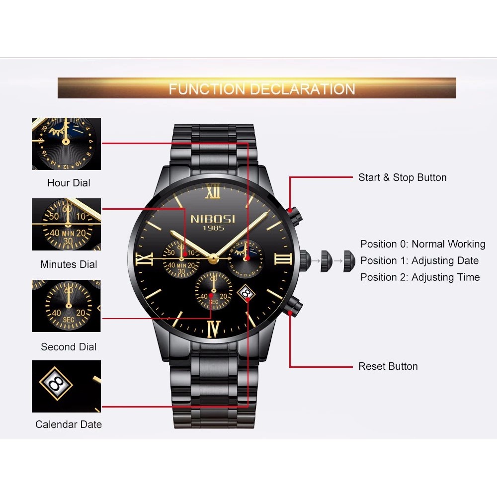 Đồng Hồ Nam NIBOSI JAPAN Mặt Kính Gia Công Siêu Bền | BigBuy360 - bigbuy360.vn