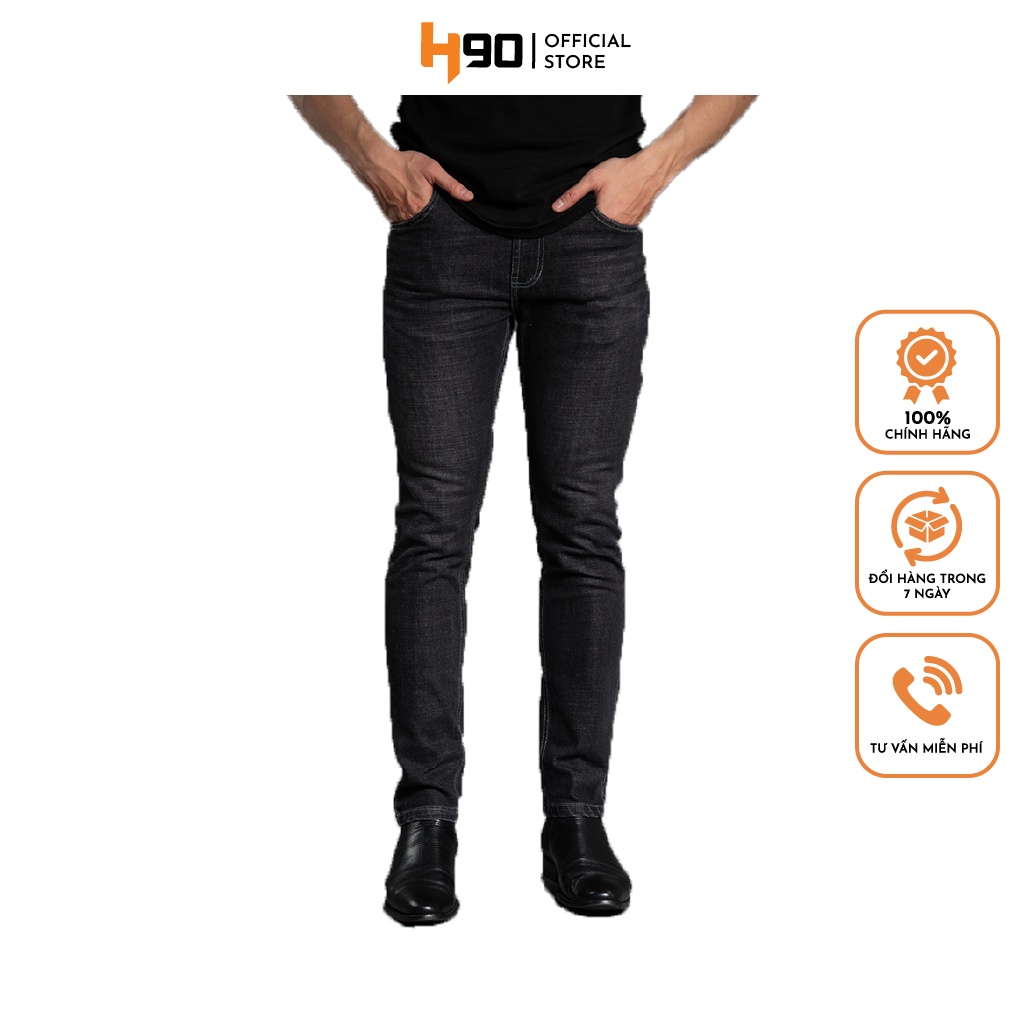 Quần jean skinny nam cao cấp H90 màu đen chất co giãn trẻ trung J081