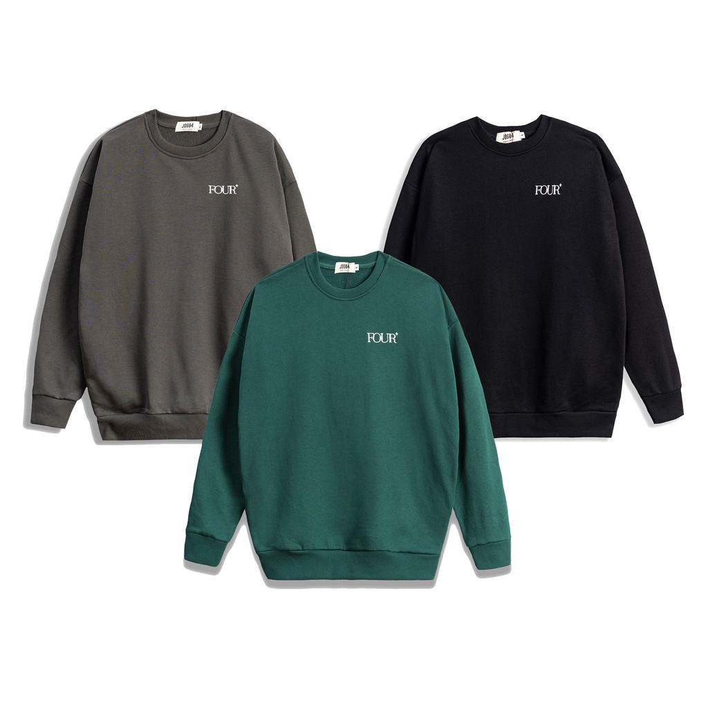 Áo Sweater JOG04 - chất liệu nỉ chân cua 100% cotton , định lượng 380gsm ( hình thêu FOUR )