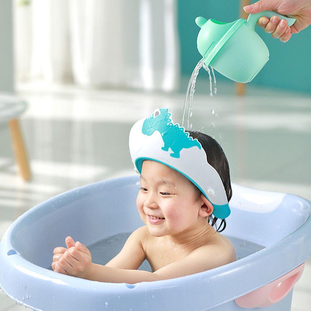 Mũ Gội Đầu Bằng Nhựa Mềm Màu Trơn Chống Thấm Nước Bảo Vệ Mắt Cho Bé