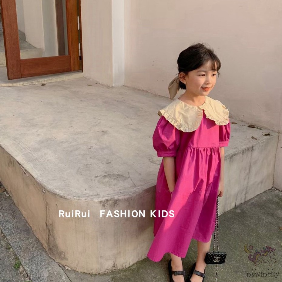 Đầm Tay Ngắn Kiểu Hàn Quốc Thiết Kế Xinh Xắn Cho Bé Gái