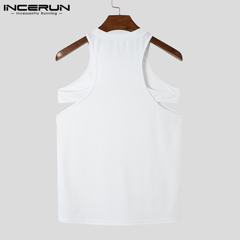 Áo sát nách INCERUN màu trơn mỏng ôm vừa vặn thời trang mùa hè cho nam mặc thường ngày