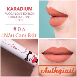 Son Thỏi Lì Karadium - Pucca Love Edition Smudging Tint Stick 06 Brown Red Nâu Cam Đất