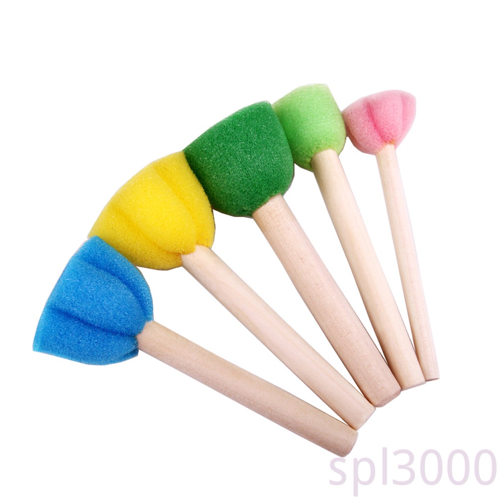 Set 5 cọ xốp vẽ hình bông hoa nhiều màu sắc vui nhộn cho bé DIY