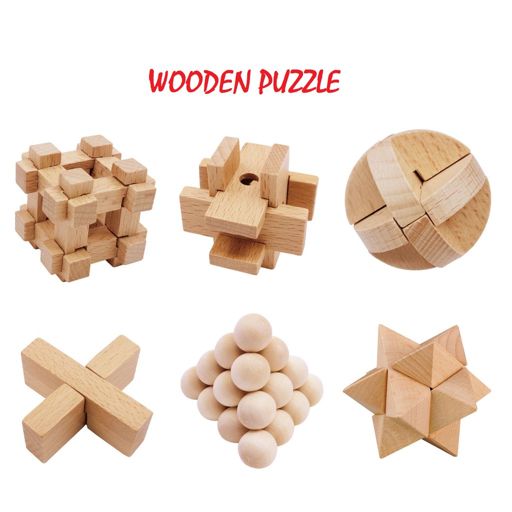 ✔️✔️ [6 MÓN] Trò chơi IQ tháo lắp gỗ WOODEN PUZZLE FN080 - TẶNG 1 TRÒ CHƠI TRÍ TUỆ NHẬT BẢN