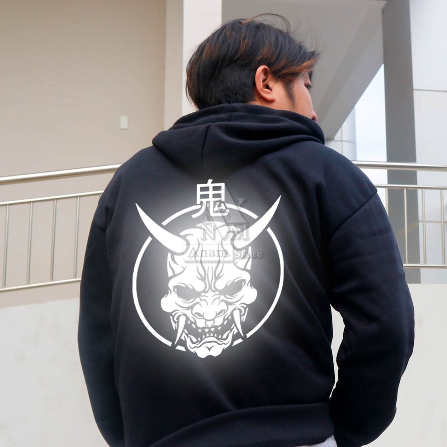 Áo hoodie dây kéo nam nữ, Phản quang Oni 4, Vải Nỉ Ngoại, Anam Store