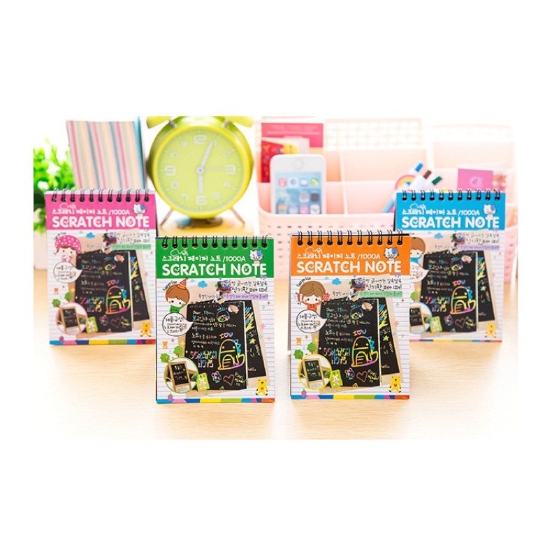Sổ tay ma thuật lò xo mini cute scratch note sáng tạo nhiều sắc màu 14x10cm