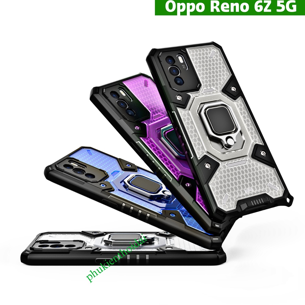 Ốp lưng Oppo Reno 6Z 5G tổ Ong Iring không gian mới chống sốc giá đỡ xem phim thời trang cao cấp