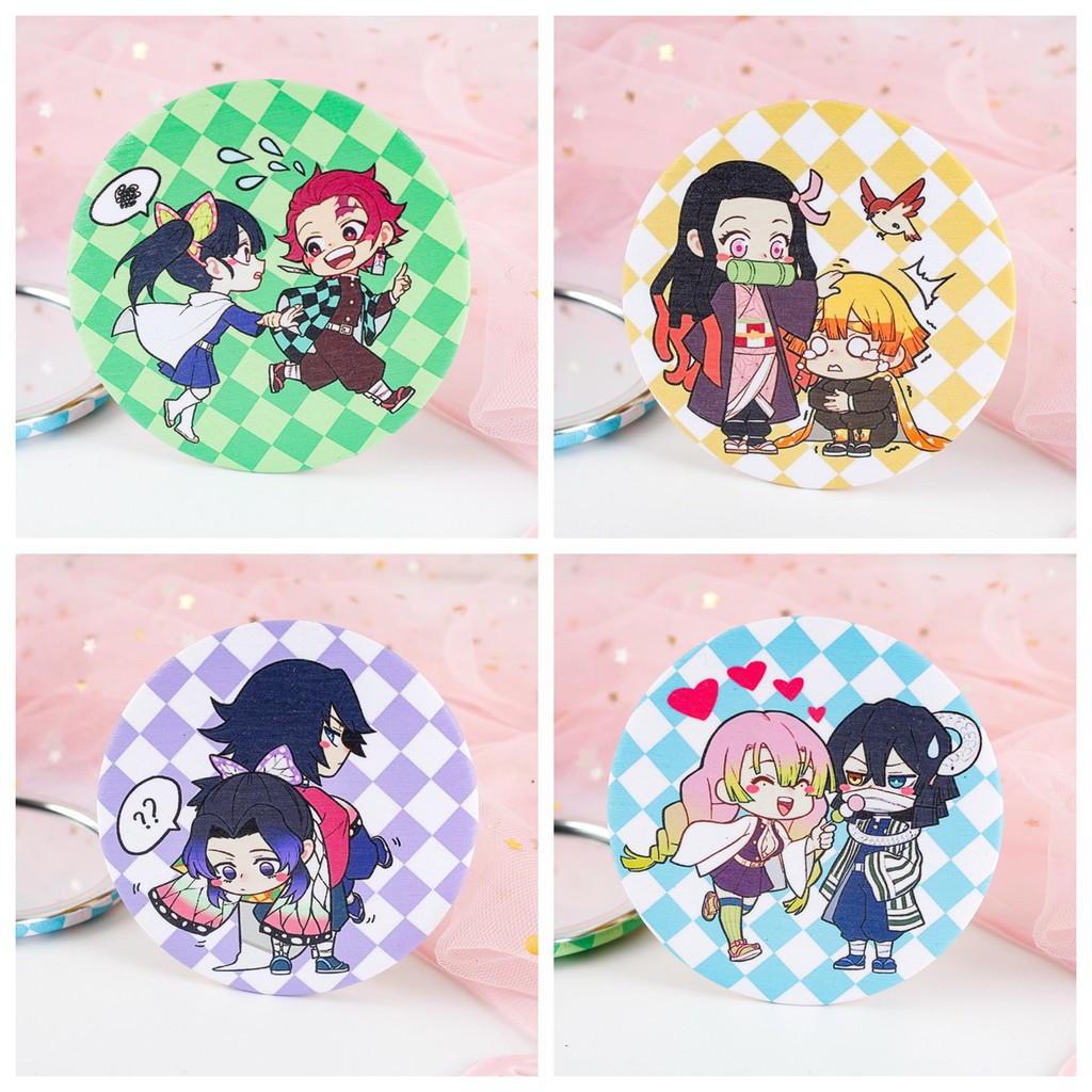 Huy hiệu cài áo IN HÌNH Kimetsu no Yaiba Thanh gươm diệt quỷ anime chibi dễ thương tiện lợi 01