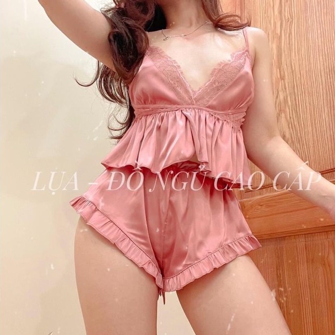 Đồ Ngủ Sexy 2 Dây Phối Ren Ngực Gợi Cảm Kèm Quần Đùi Bèo Lụa Satin Quyến Rũ Mềm Mại Thoáng Mát Freesize - CN008 CINY | BigBuy360 - bigbuy360.vn