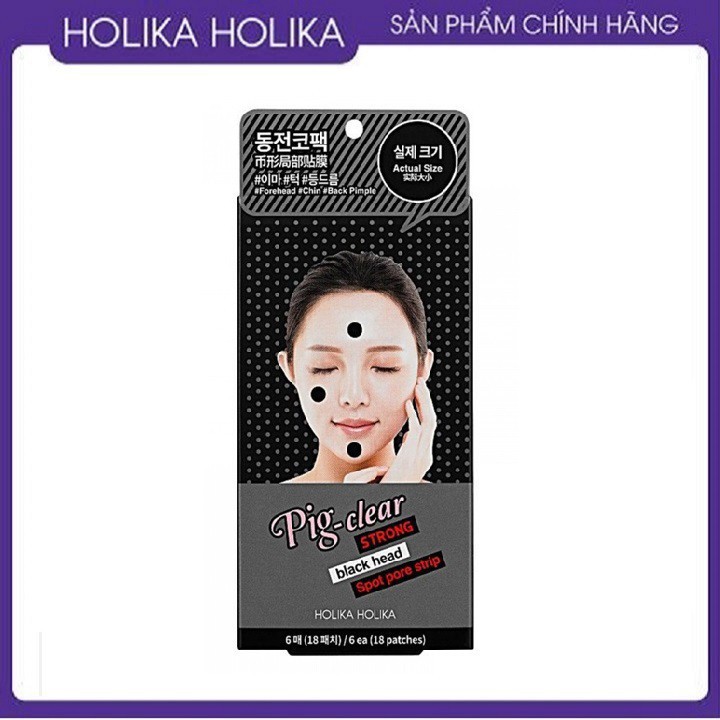 Miếng lột mụn đầu đen Holika Holika Pig-nose Clear Strong Black Head Spot Pore Strip 6 tờ x 3 miếng_11764