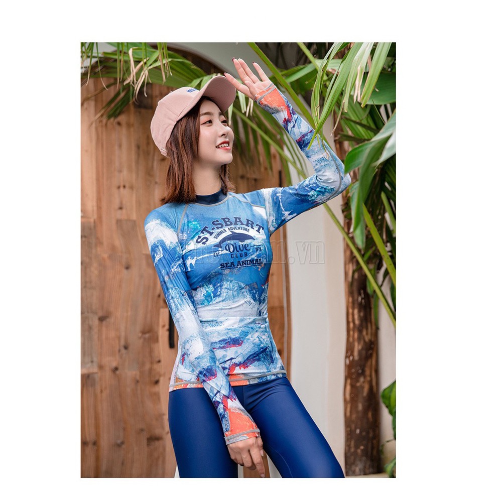 Áo Bơi Dài Tay Nữ Sbart D163 Xanh | BigBuy360 - bigbuy360.vn