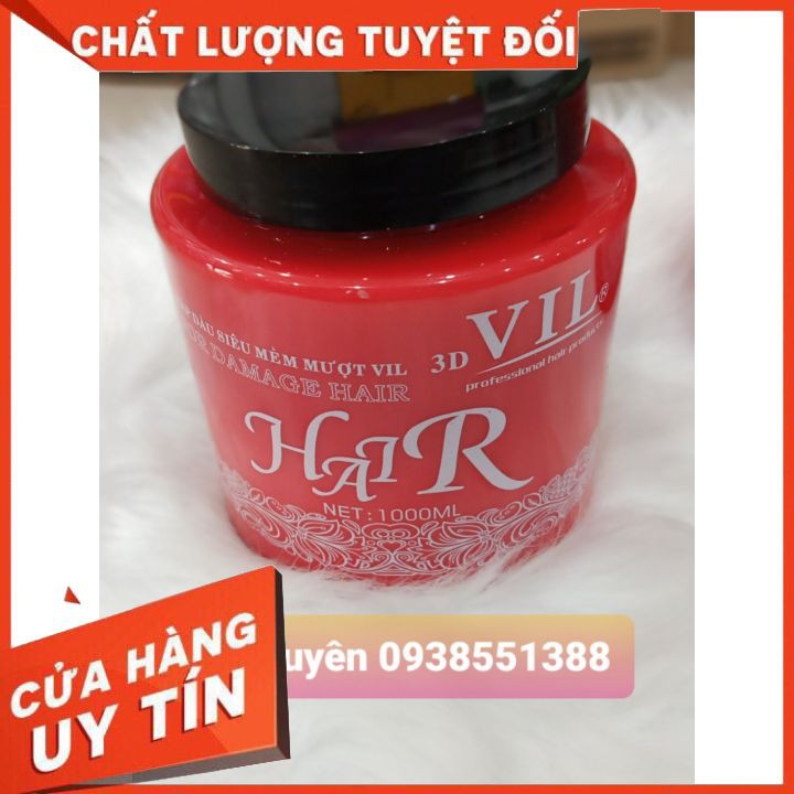 Hấp Dầu Kem ủ Siêu Mềm Mượt VIL  3D HAIR 1000ml  🍓FREESHIP 🍓 phục hồi tóc,mềm mượt giữ màu phủ lụa phục hồi tóc bóng đẹp