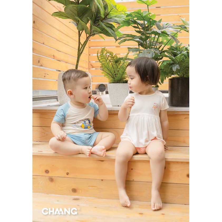 [CHAANG] Bộ cộc Raglan Summer xanh hãng Chaang, BST Chaang Summer 2021, quân áo trẻ em Chaang cotton an toàn cho bé