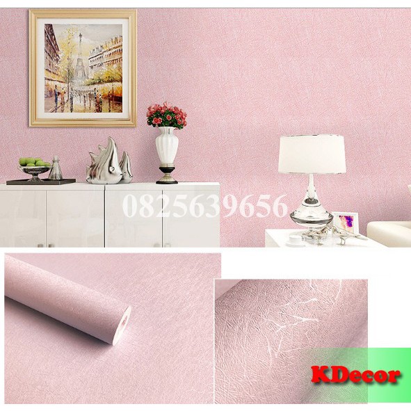 GIẤY DÁN TƯỜNG HỒNG có vân nhám khổ 10mx45cm