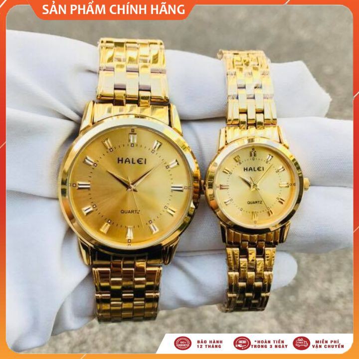 Đồng Hồ Nam Nữ HALEI H1 Khung Thép Mạ Vàng Cao Cấp Lịch Lãm Sang Trọng [SALE GIÁ SỐC]