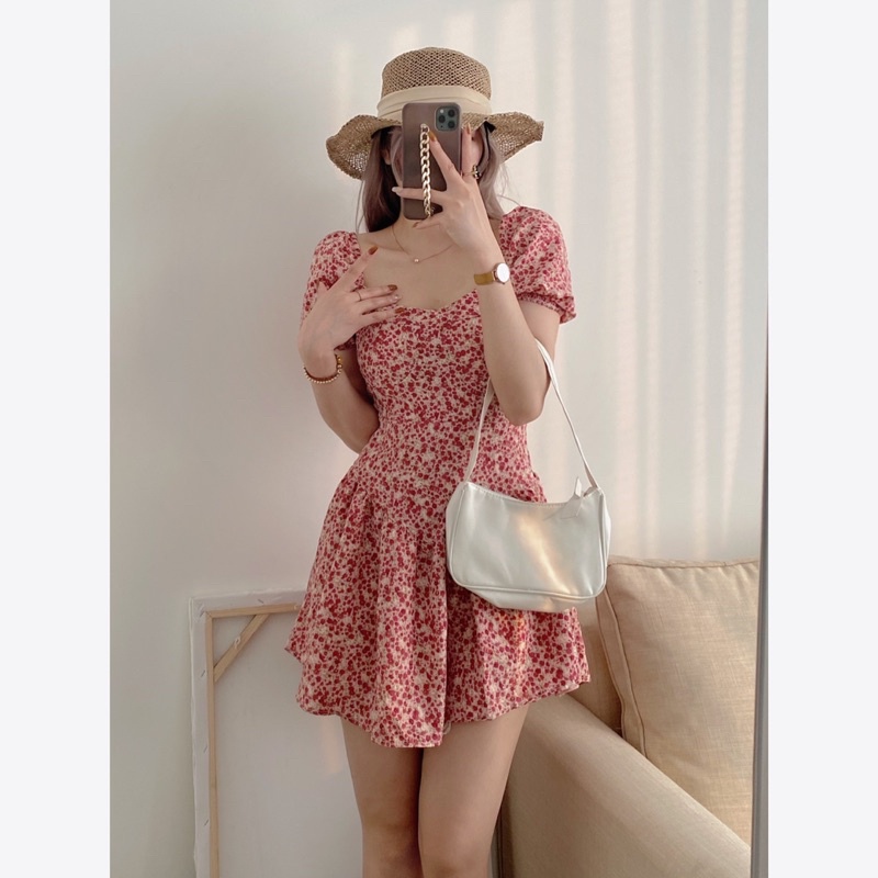 Đầm hoa nhí, váy cúp ngực cổ vuông dáng xòe Emmei-v110 | BigBuy360 - bigbuy360.vn