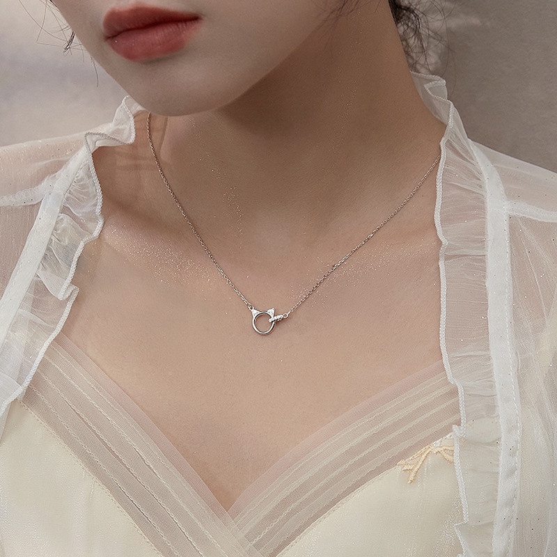 Dây chuyền bạc Ý hình mèo may mắn Luckycat – vòng cổ bạc ViVi_Gift
