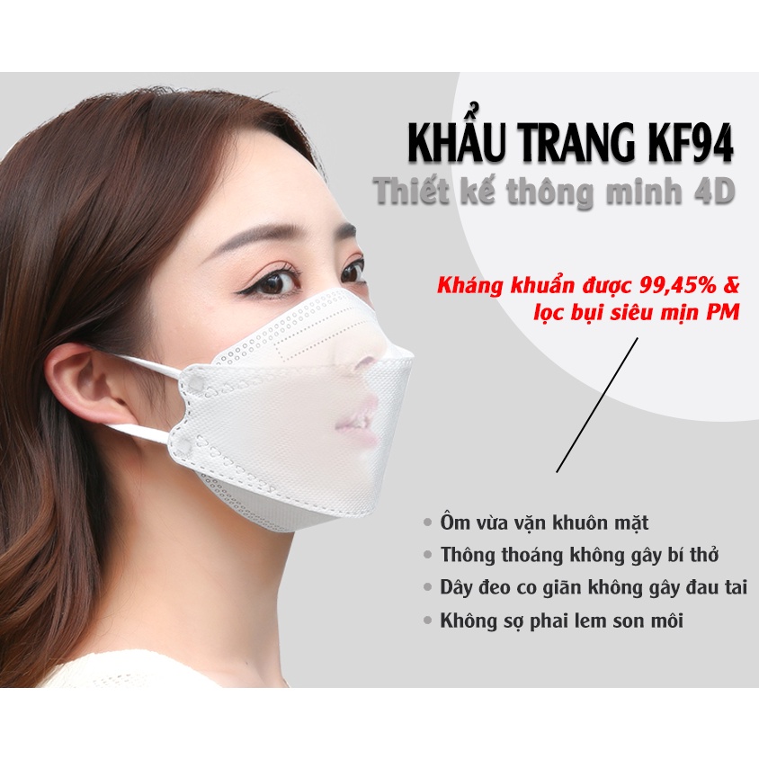 (Chính hãng) Khẩu trang KF94 unimask 4D Công nghệ Hàn Quốc Gói 10 chiếc - Khẩu trang y tế 4 lớp kháng khuẩn
