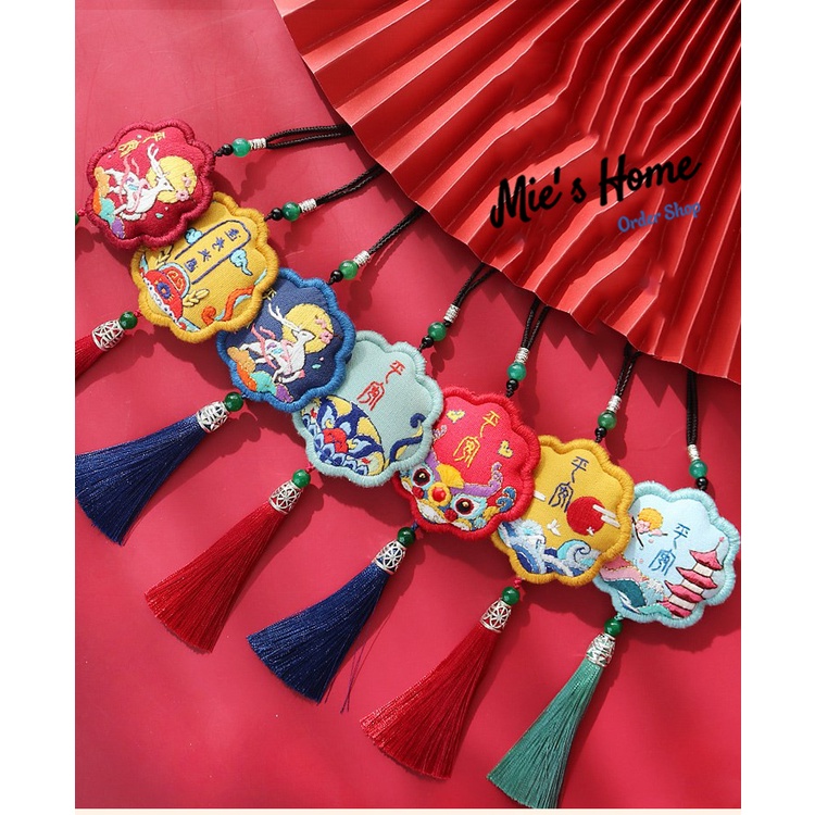 DIY Bộ kit gói nguyên liệu tự thêu túi thơm cổ trang mùa xuân Hoa vintage tự thêu Omamori Decor Handmade - MIE Shop