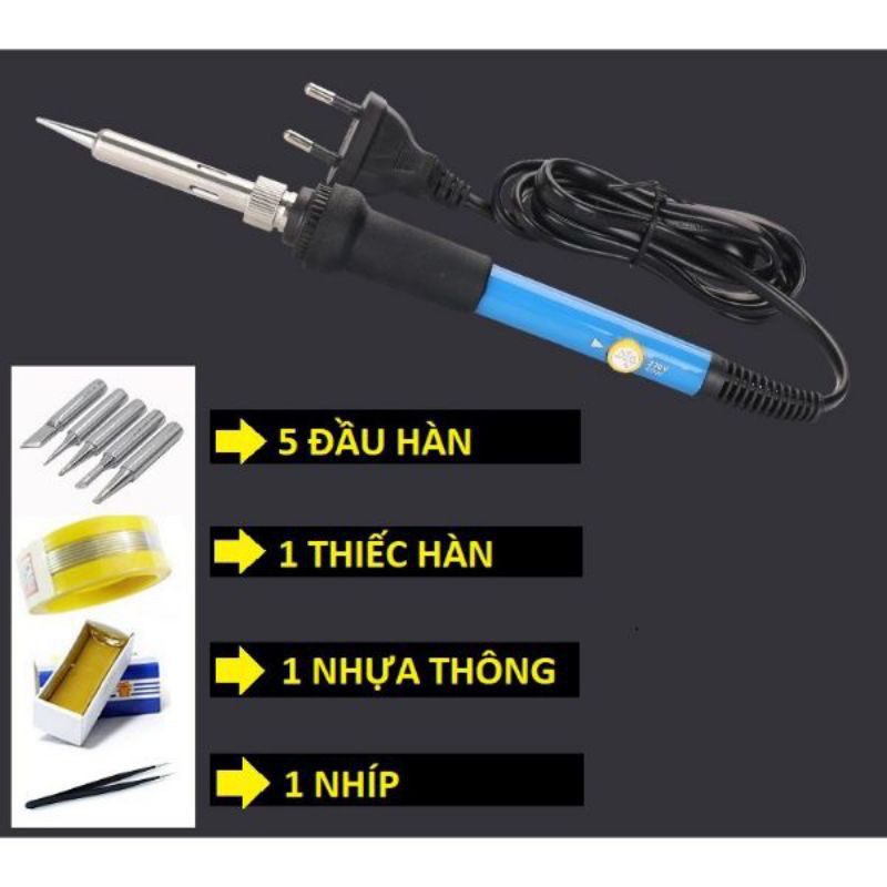 BỘ MỎ HÀN THIẾC ĐIỀU CHỈNH NHIỆT ĐỘ 936 GỒM 5 ĐẦU HÀN+1 THIẾC+1 NHỰA THÔNG+1 NHÍP