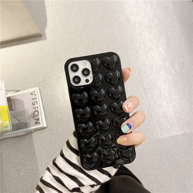 Apple Ốp Điện Thoại Mềm Màu Trơn In Hình Trái Tim Bảo Vệ Toàn Diện Cho Iphone Xs Max 7 Plus 12 Pro | BigBuy360 - bigbuy360.vn